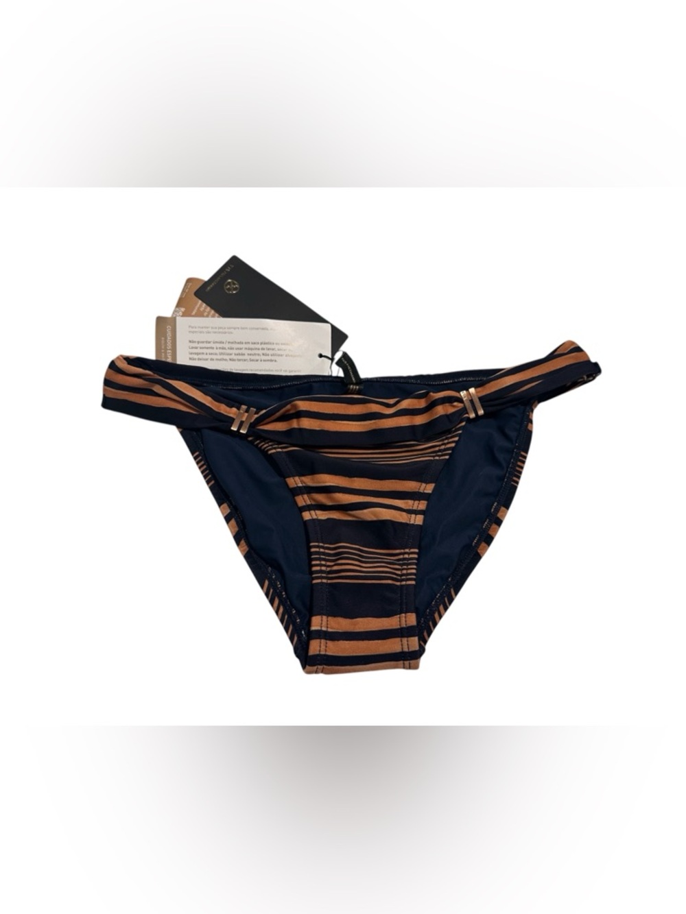 Vix Paula Hermanny Bikini Bottom Small Firenze Bia Tube NWT $118 Striped Bronze